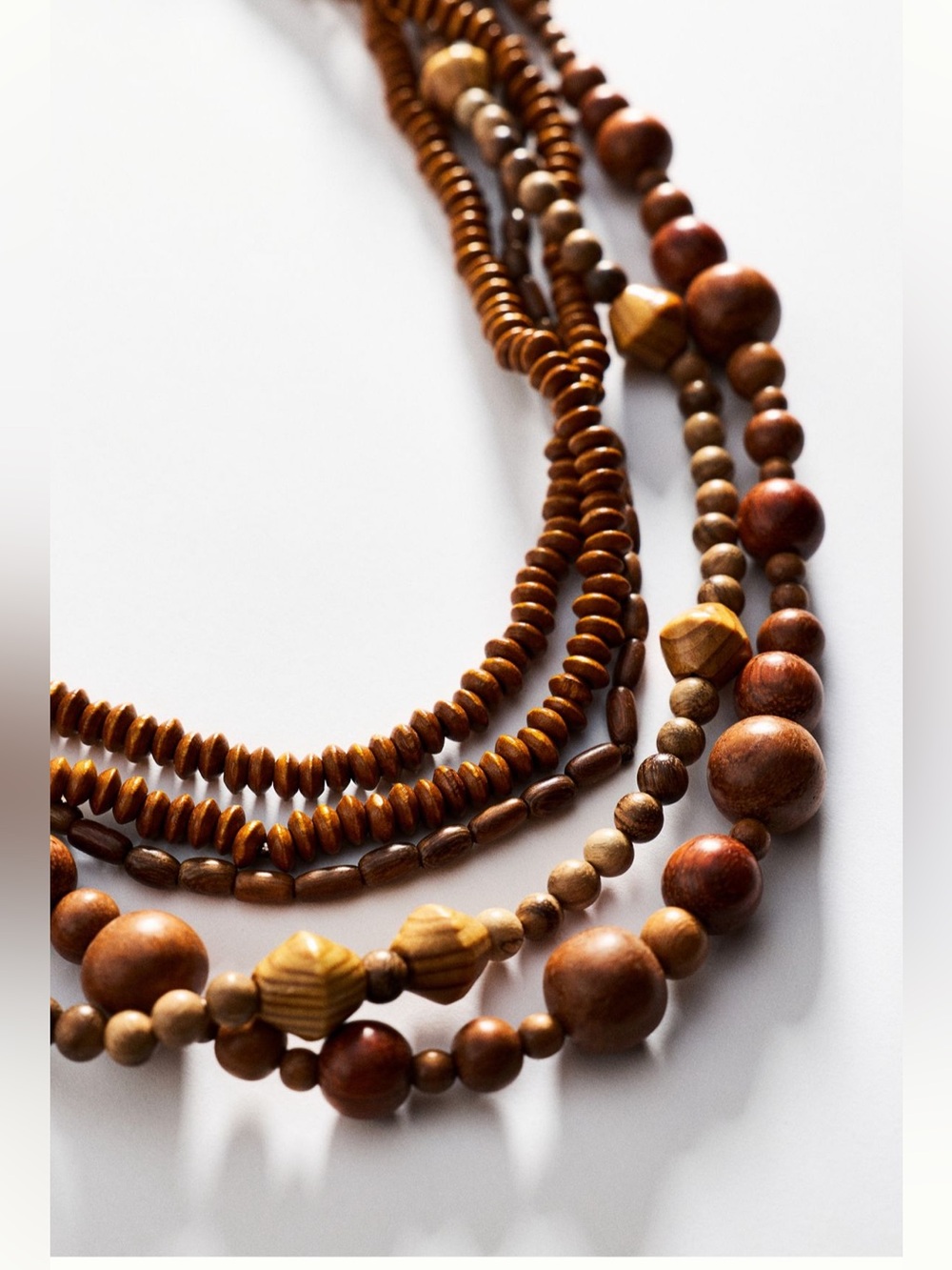 New Anthropologie boho layered wood bead necklace - Picture 3 of 5
